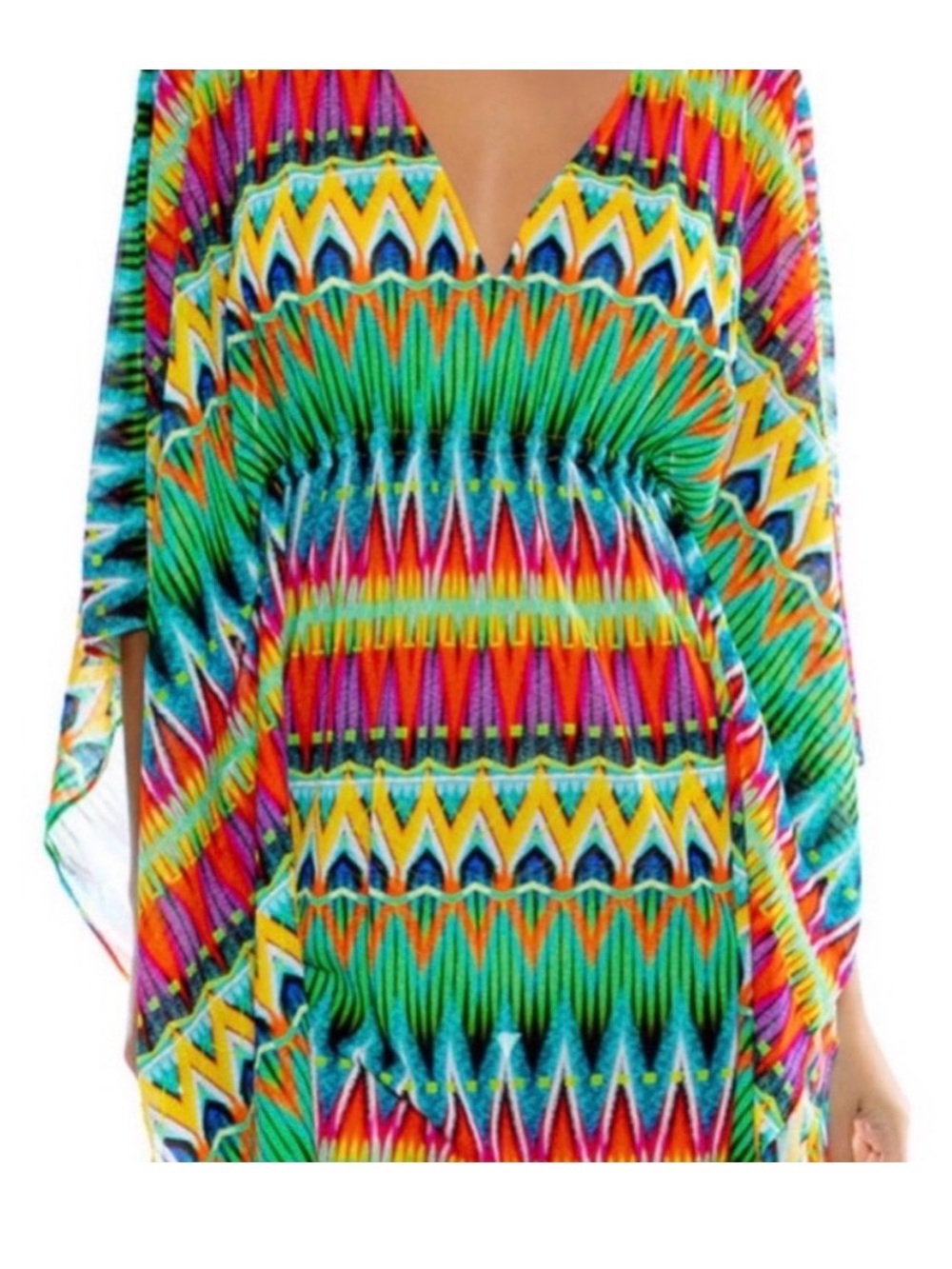 Luli Fama Vibrant Multicolor Geometric Swim Coverup - Green, Yellow, Pink, Blue